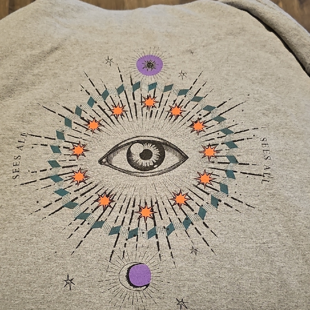 Urban Outfitters Zodiac Astrological Light Gray Sweatshirt Small Women Evil Eye - Picture 7 of 7